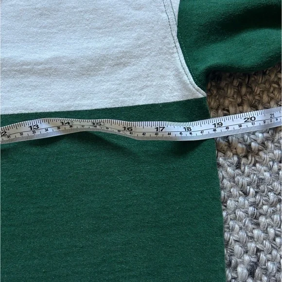 Green and White Striped Varsity Rugby Shirt oversized XS H&M 100% cotton - Picture 6 of 11